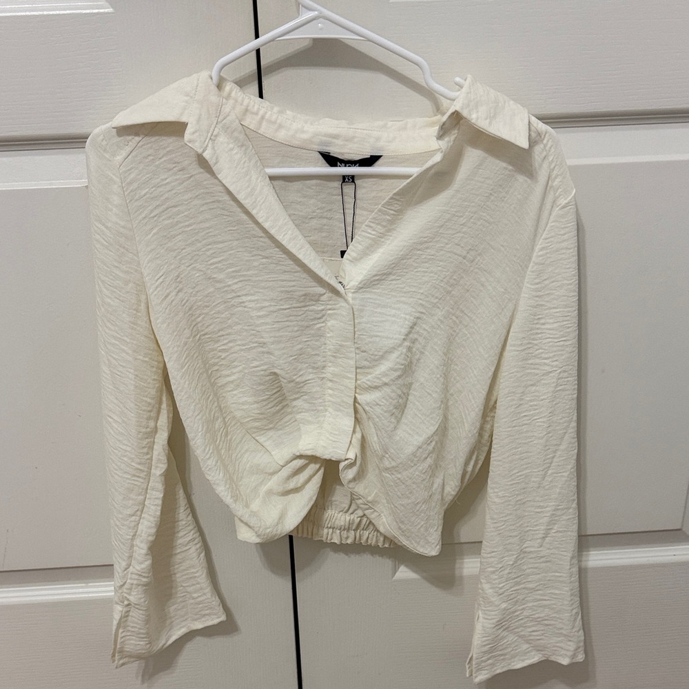 Chic Cream Button-Down Women's Shirt
